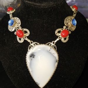 Sterling red n blue necklace